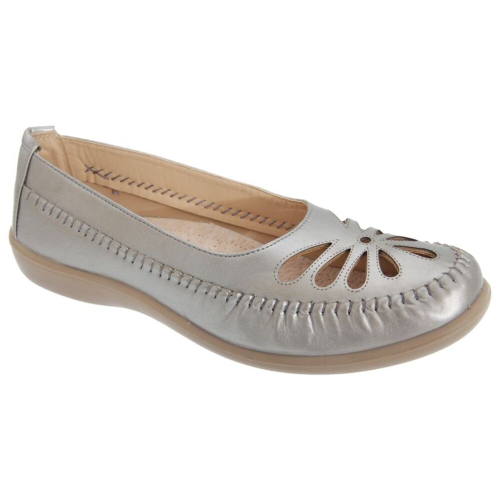 Boulevard Womens/Ladies Punched Summer Casual Shoes / Pewter